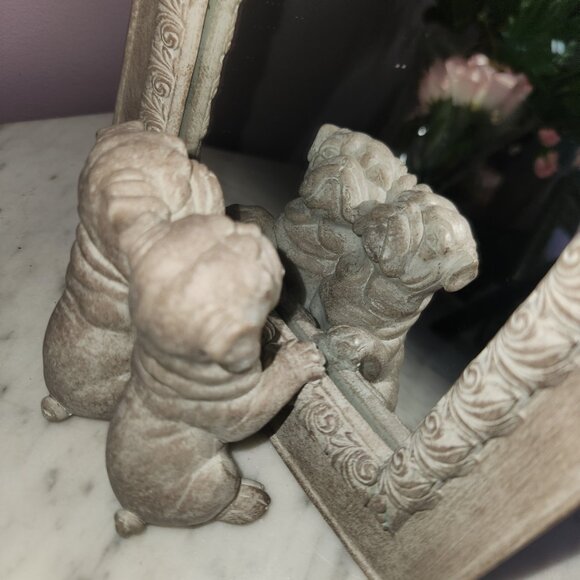 BULLDOG Tabletop Mirror – Dog Figurine Décor - Picture 1 of 3